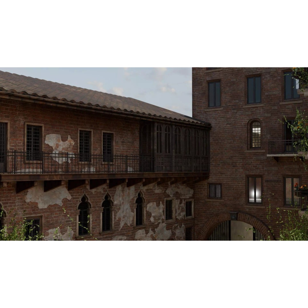 Juliet's House 3D Model – Low Poly Architectural Asset, FBX, OBJ - View 8