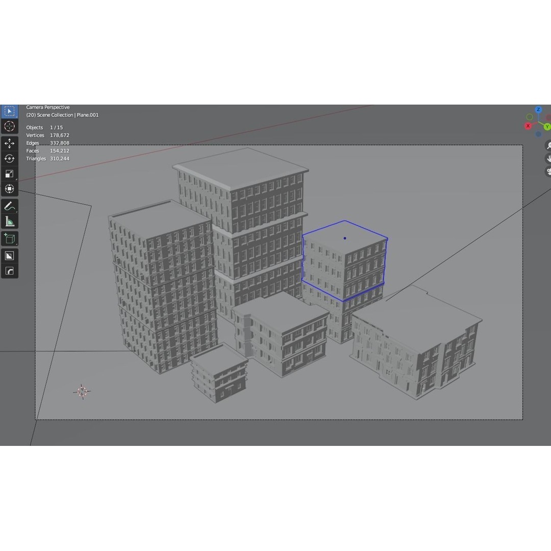 Realistic Low Poly Buildings 3D Model – Urban Architecture Set, FBX/OBJ