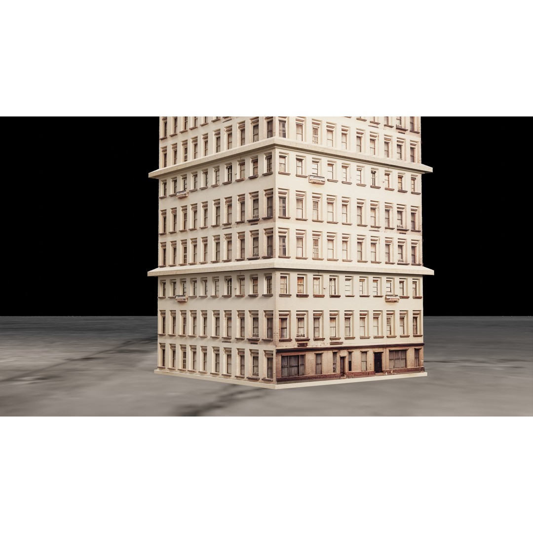 Realistic Low Poly Buildings 3D Model – Urban Architecture Set, FBX/OBJ - View 10