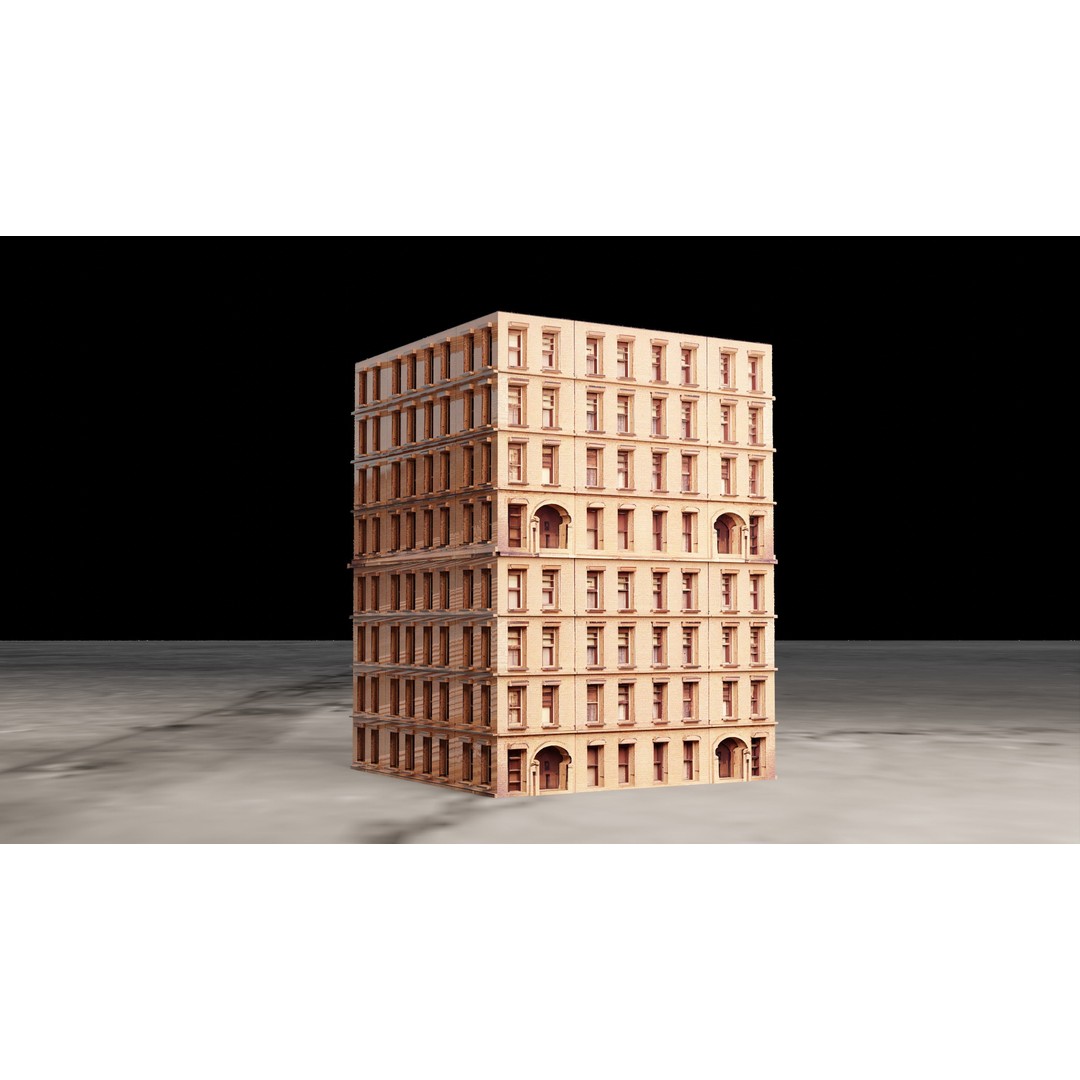 Realistic Low Poly Buildings 3D Model – Urban Architecture Set, FBX/OBJ - View 9