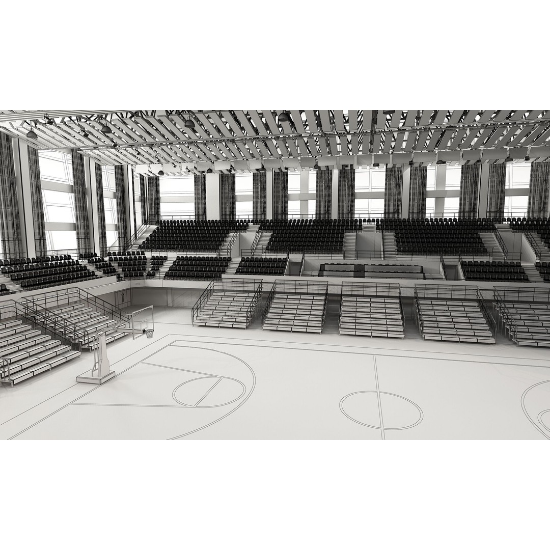 Basketball Arena 3D Model – High Poly Game Asset, FBX, OBJ