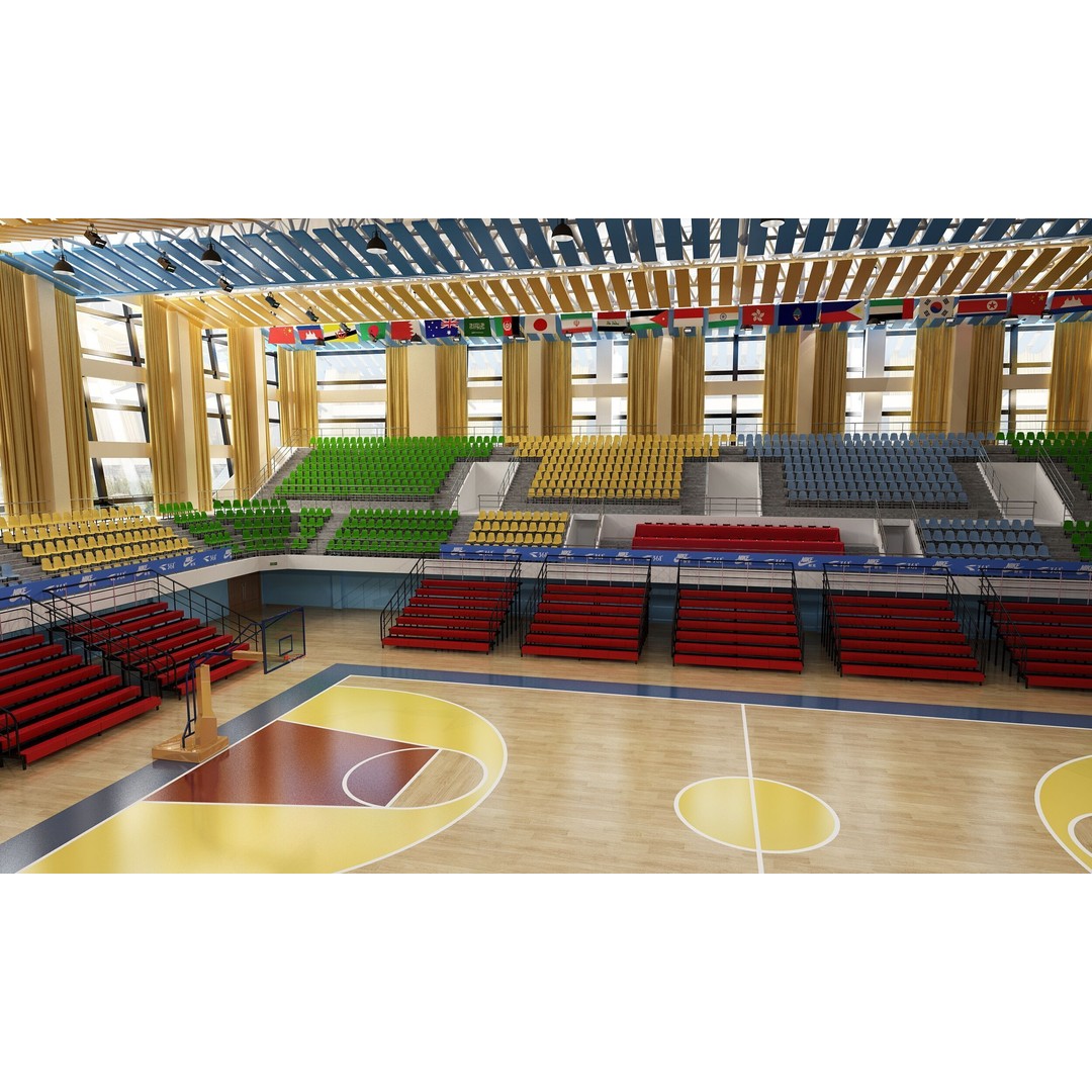 Basketball Arena 3D Model – High Poly Game Asset, FBX, OBJ - View 3