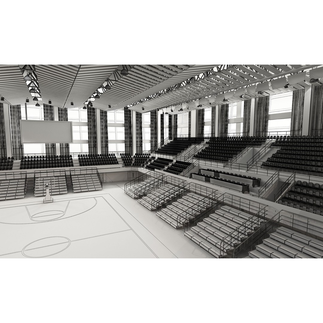 Basketball Arena 3D Model – High Poly Game Asset, FBX, OBJ - View 6
