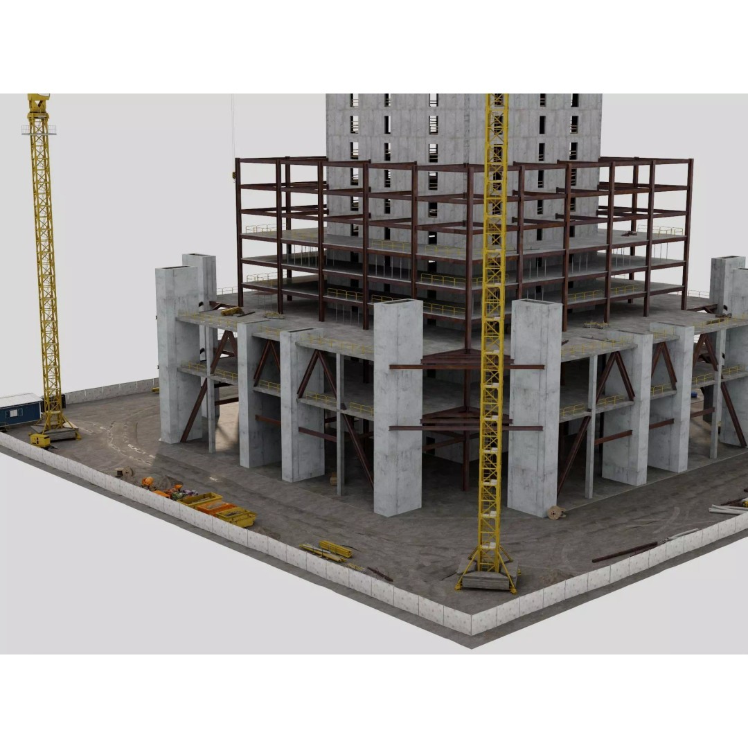High Rise Construction Tower Crane 3D Model – Low Poly PBR Asset, FBX - View 11