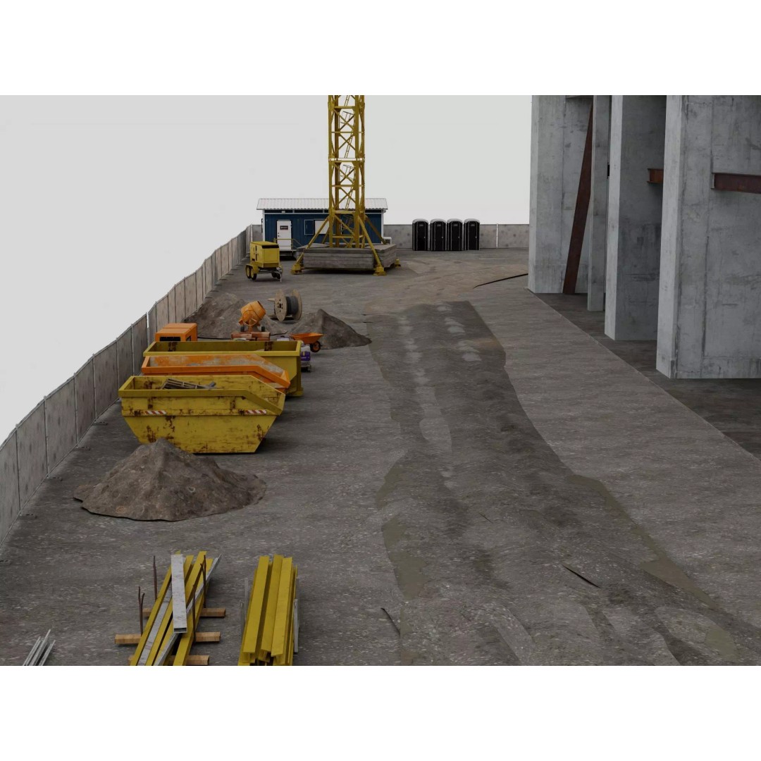 High Rise Construction Tower Crane 3D Model – Low Poly PBR Asset, FBX - View 13