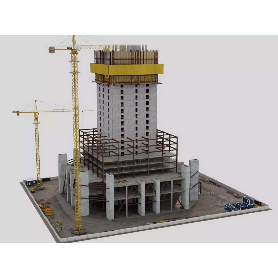 High Rise Construction Tower Crane 3D Model – Low Poly PBR Asset, FBX - View 14