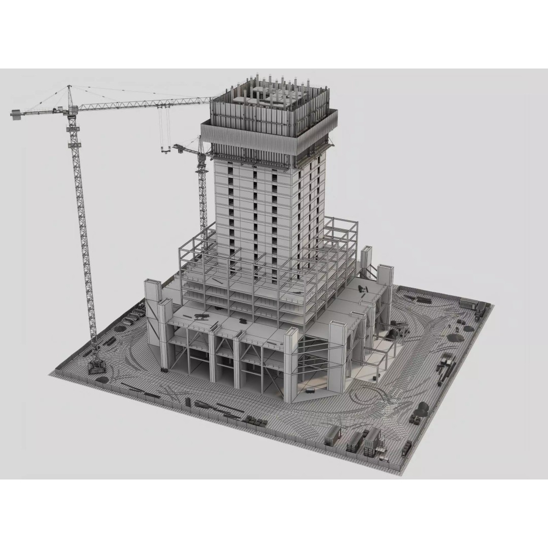 High Rise Construction Tower Crane 3D Model – Low Poly PBR Asset, FBX - View 21