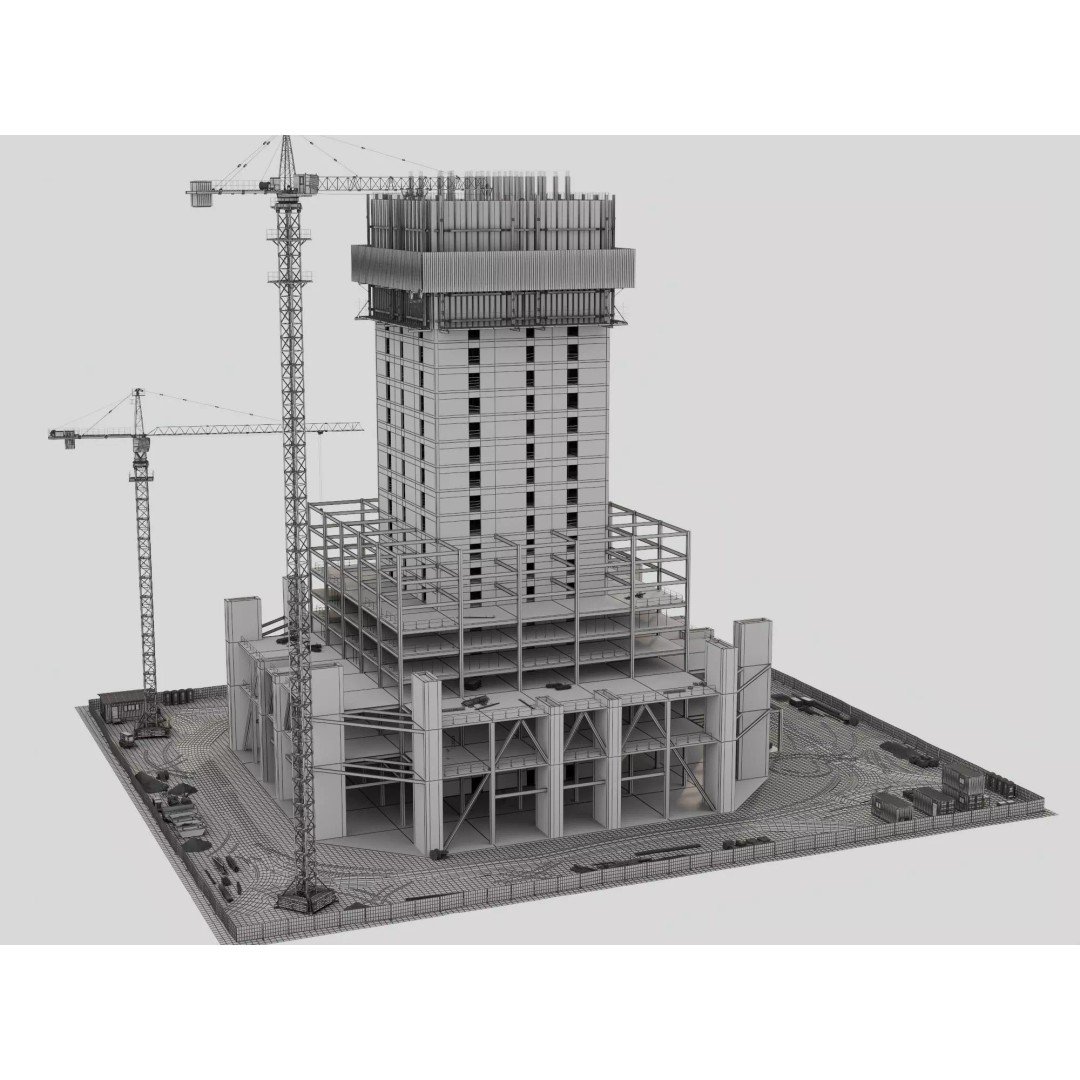 High Rise Construction Tower Crane 3D Model – Low Poly PBR Asset, FBX - View 22