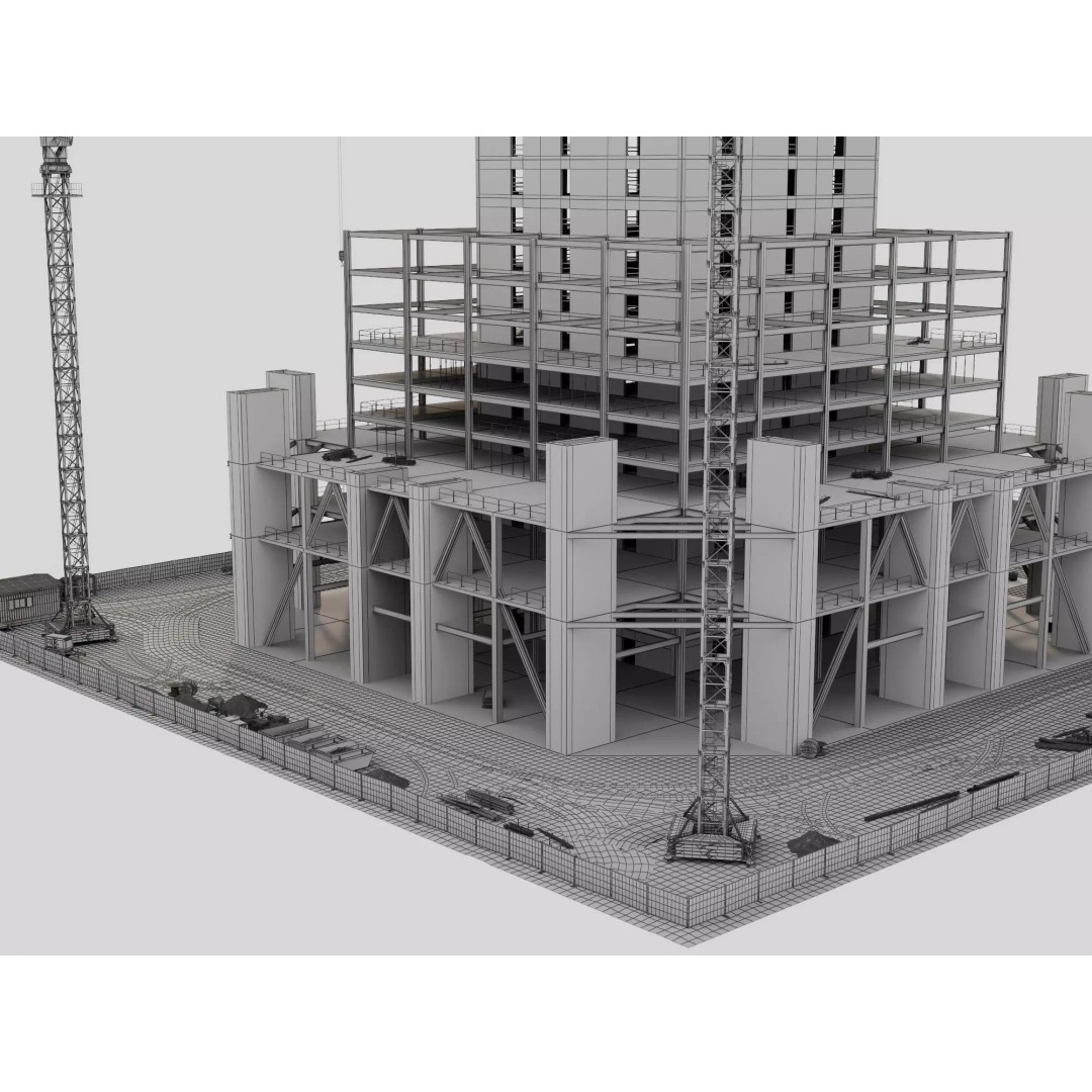 High Rise Construction Tower Crane 3D Model – Low Poly PBR Asset, FBX - View 7