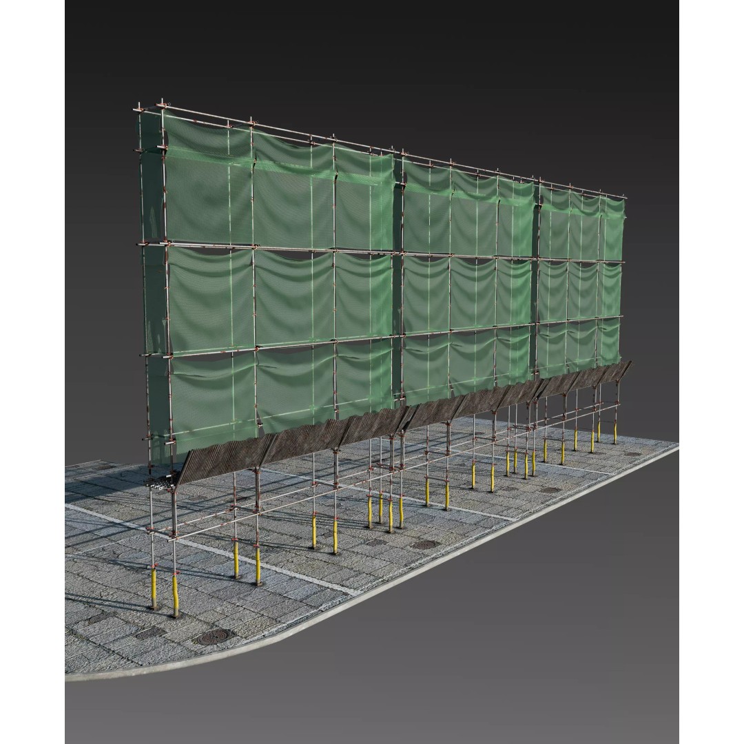 Scaffolding with Sheet 3D Model – PBR Textured Architectural Asset, FBX