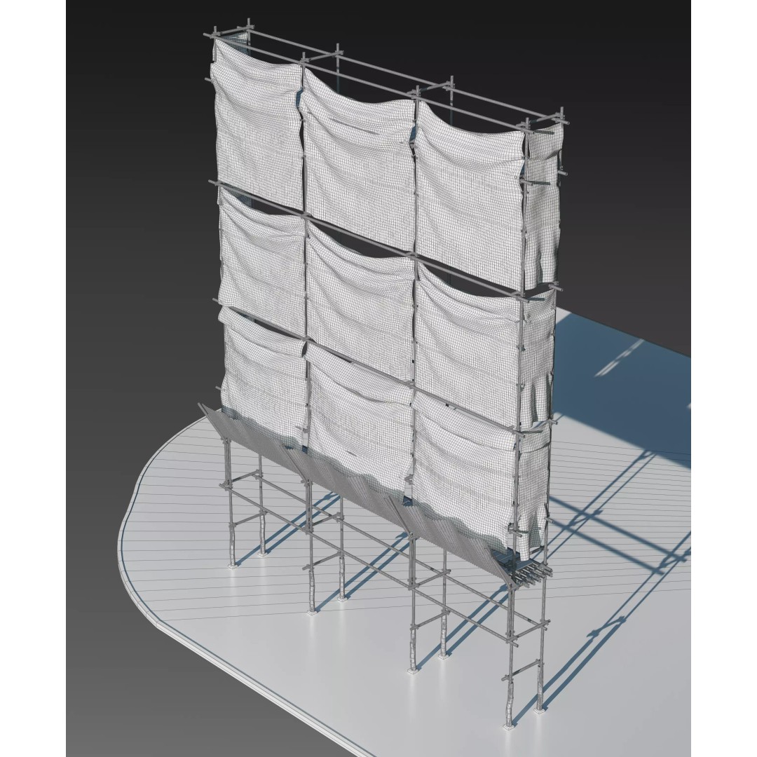 Scaffolding with Sheet 3D Model – PBR Textured Architectural Asset, FBX - View 10