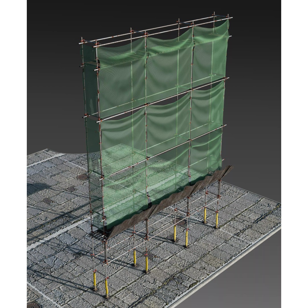 Scaffolding with Sheet 3D Model – PBR Textured Architectural Asset, FBX - View 11
