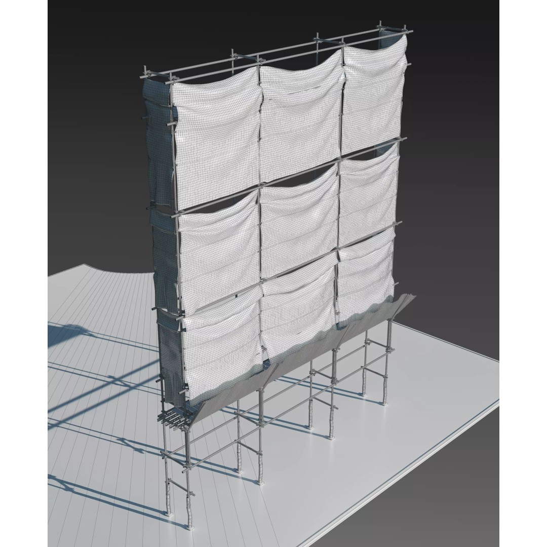 Scaffolding with Sheet 3D Model – PBR Textured Architectural Asset, FBX - View 12