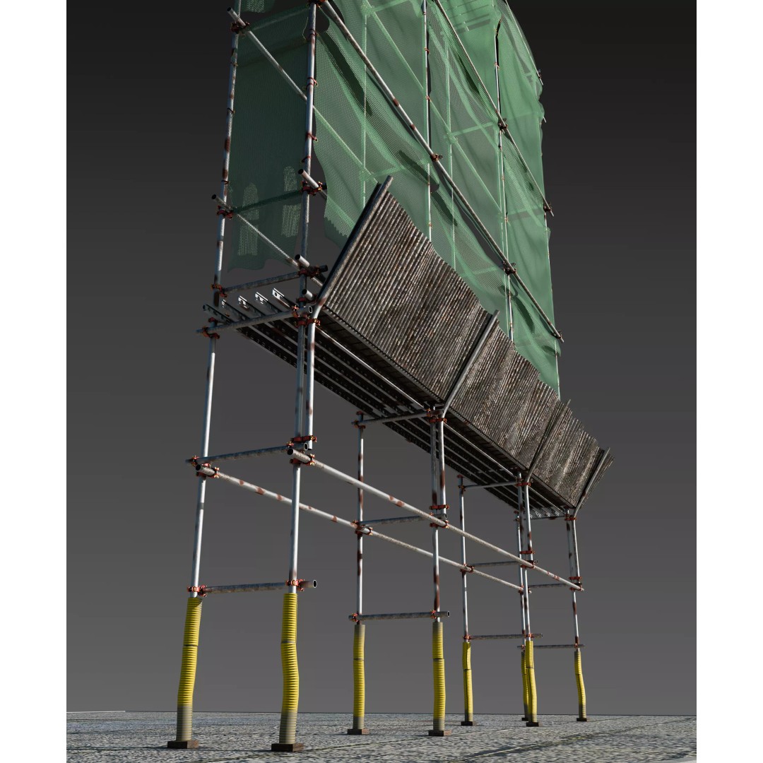 Scaffolding with Sheet 3D Model – PBR Textured Architectural Asset, FBX - View 14
