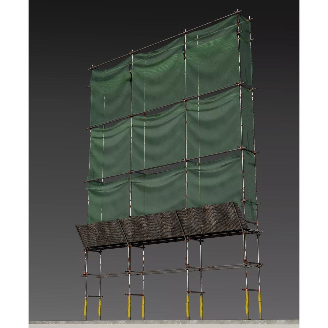 Scaffolding with Sheet 3D Model – PBR Textured Architectural Asset, FBX - View 2