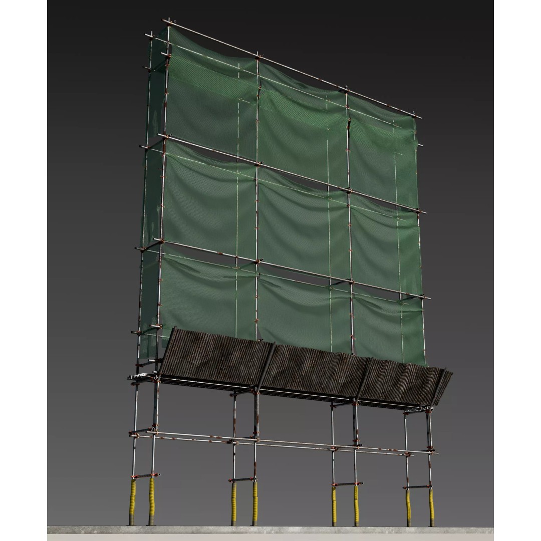 Scaffolding with Sheet 3D Model – PBR Textured Architectural Asset, FBX - View 3