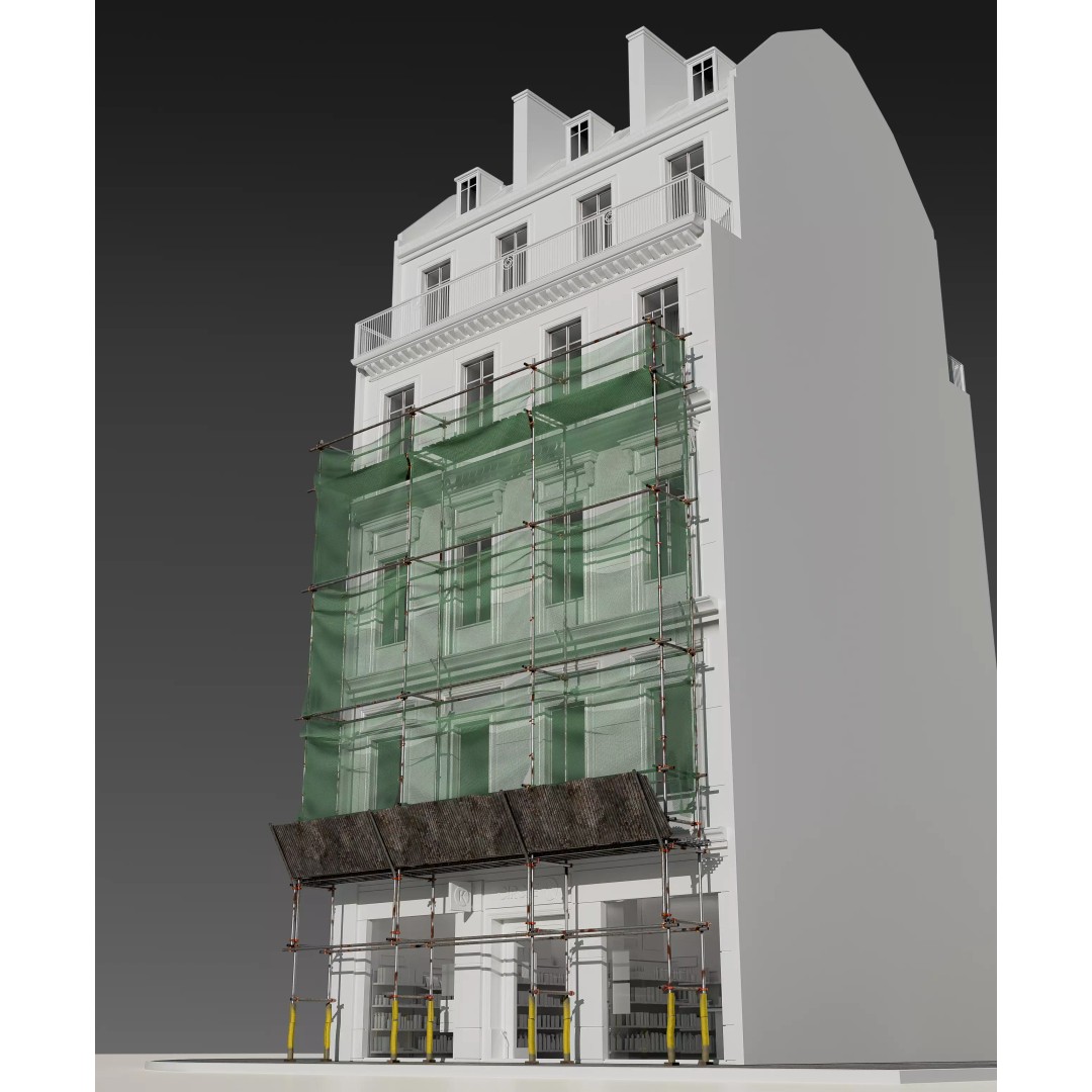 Scaffolding with Sheet 3D Model – PBR Textured Architectural Asset, FBX - View 4