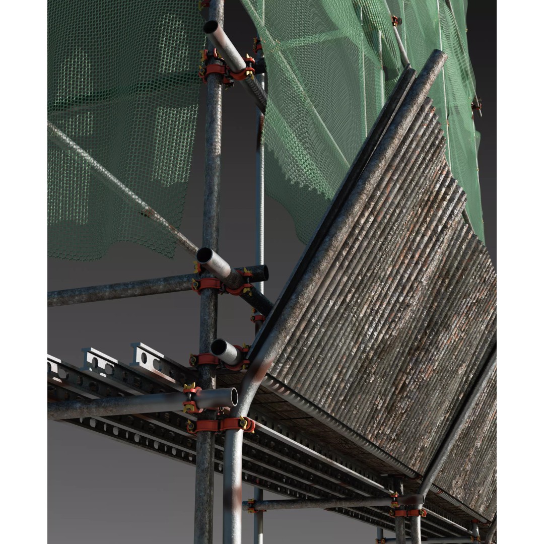 Scaffolding with Sheet 3D Model – PBR Textured Architectural Asset, FBX - View 5