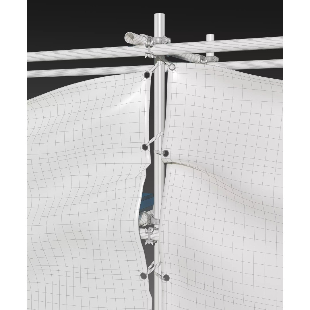 Scaffolding with Sheet 3D Model – PBR Textured Architectural Asset, FBX - View 8