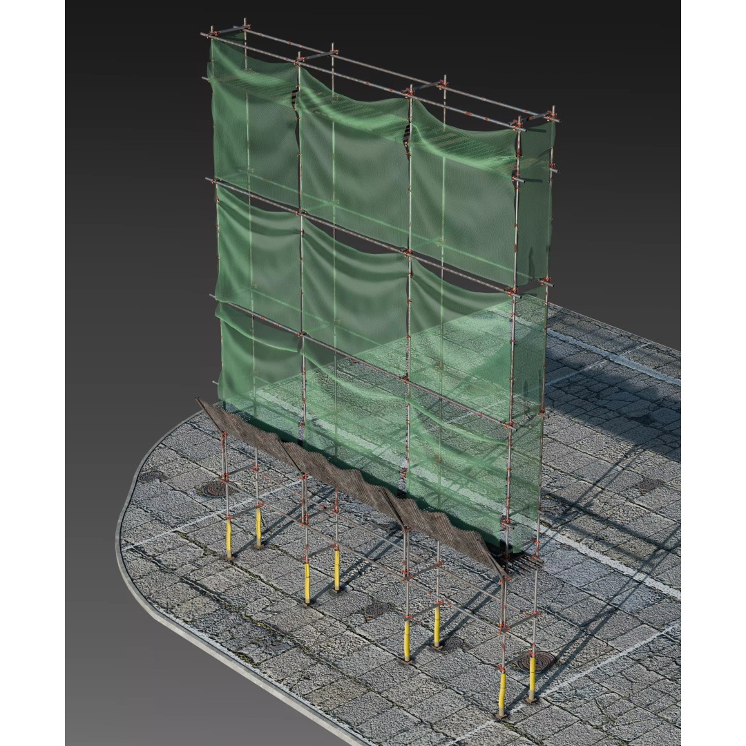 Scaffolding with Sheet 3D Model – PBR Textured Architectural Asset, FBX - View 9