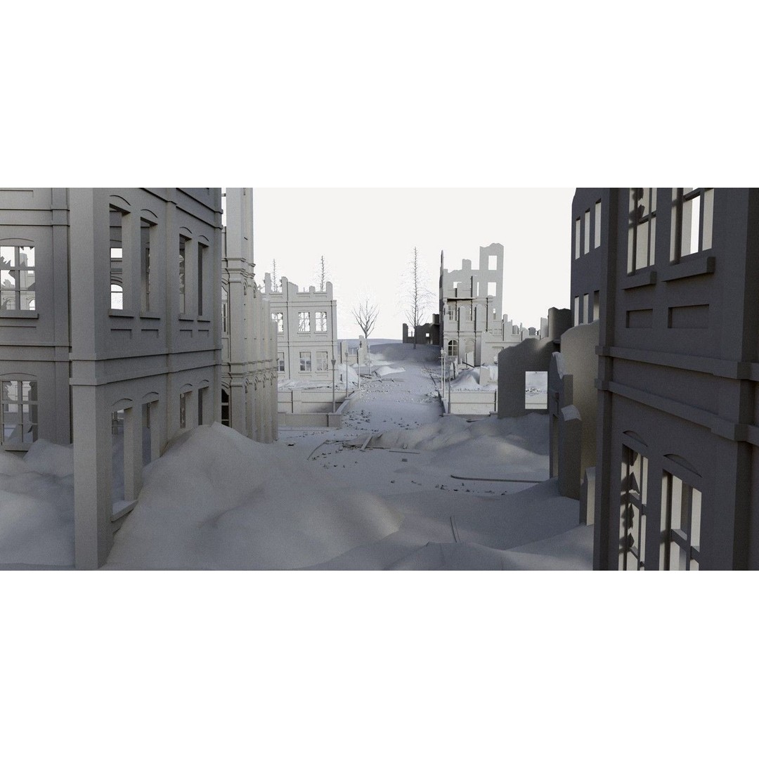 War Ruins 3D Model – Low Poly Architectural Asset, FBX, PBR