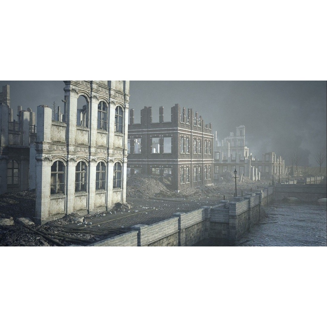 War Ruins 3D Model – Low Poly Architectural Asset, FBX, PBR - View 4