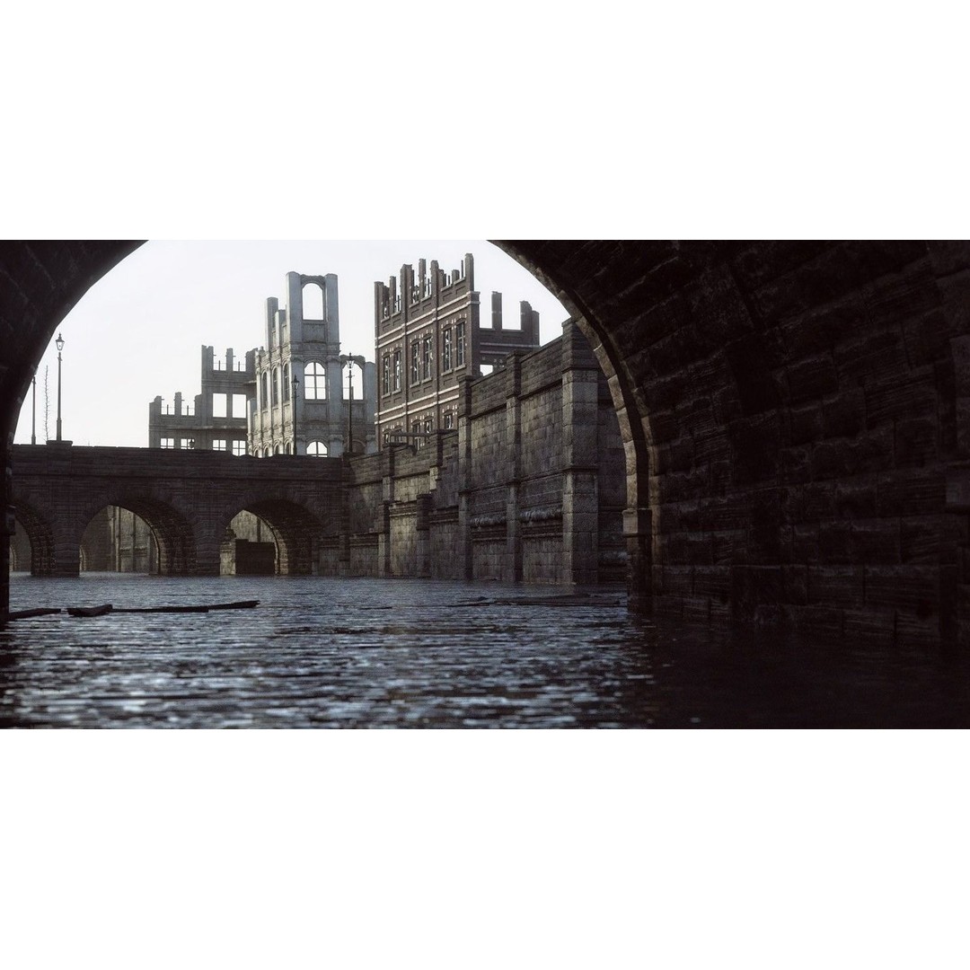War Ruins 3D Model – Low Poly Architectural Asset, FBX, PBR - View 5