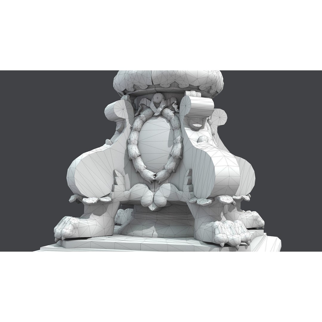 French Street Lamp 3D Model – Low Poly Architectural Lighting, FBX, OBJ - View 10