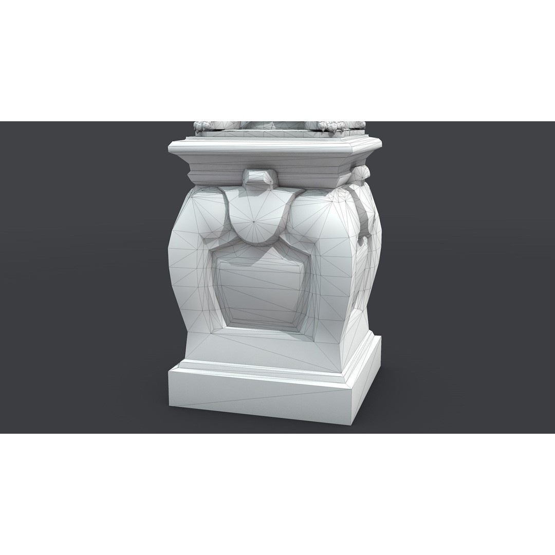 French Street Lamp 3D Model – Low Poly Architectural Lighting, FBX, OBJ - View 11