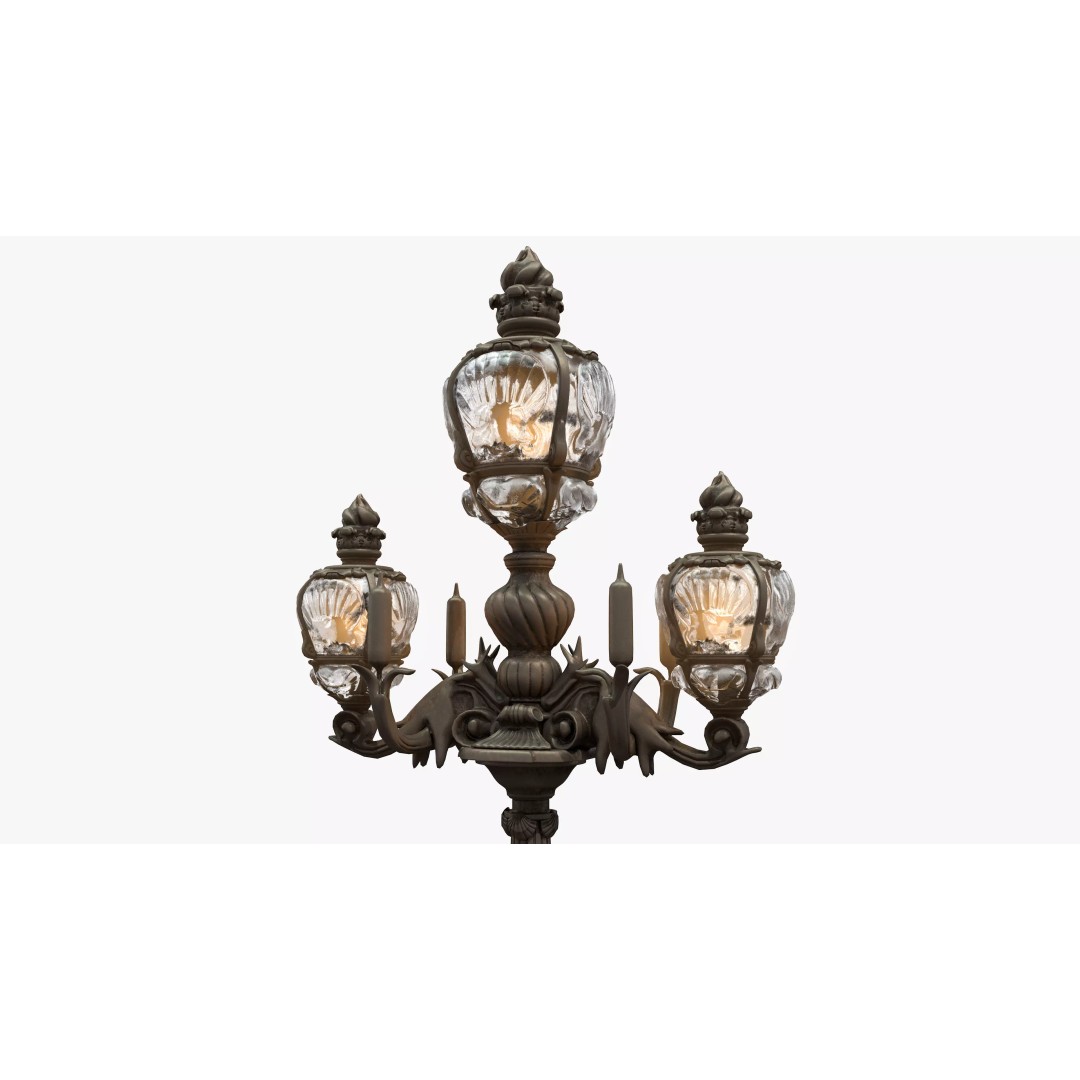 French Street Lamp 3D Model – Low Poly Architectural Lighting, FBX, OBJ - View 2