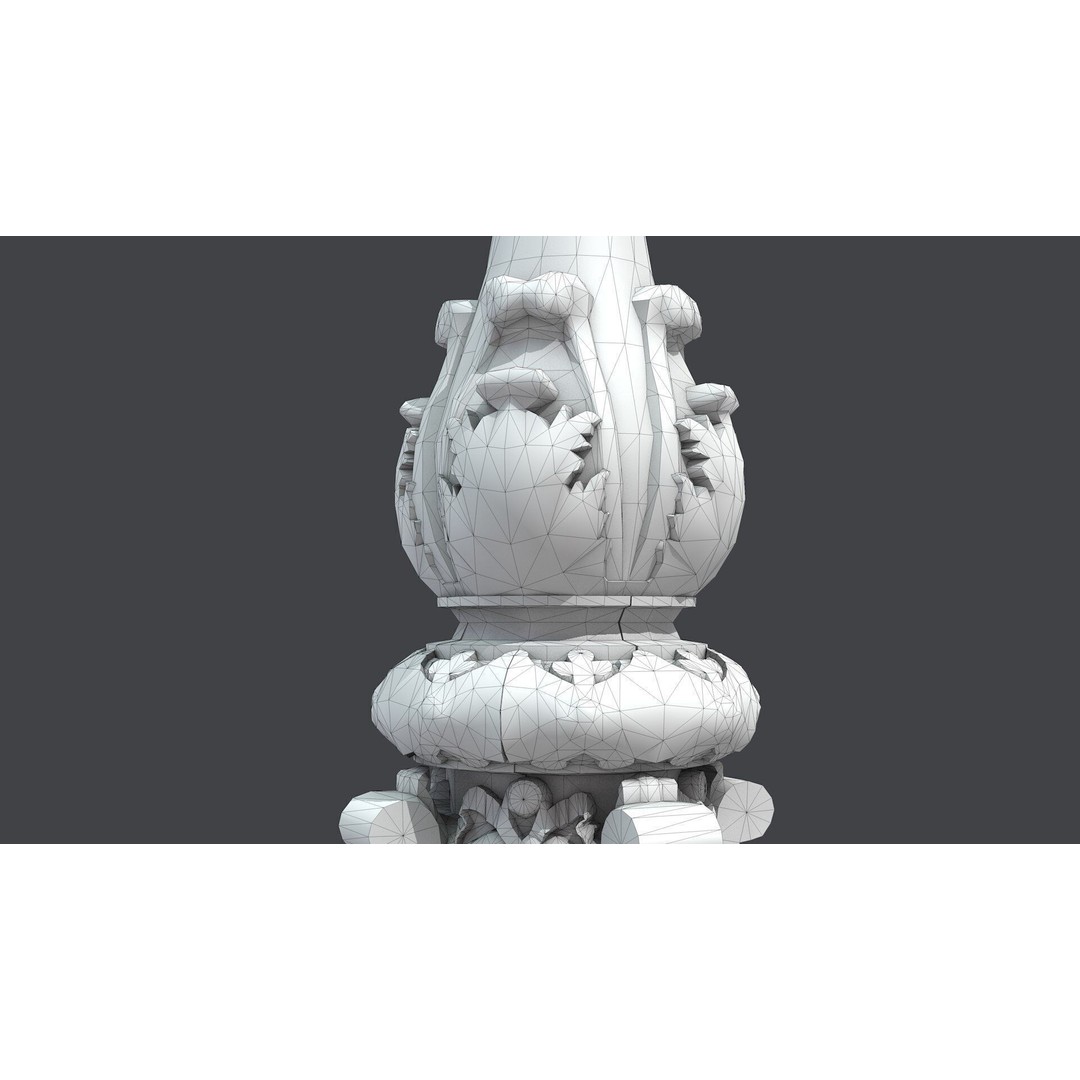 French Street Lamp 3D Model – Low Poly Architectural Lighting, FBX, OBJ - View 9