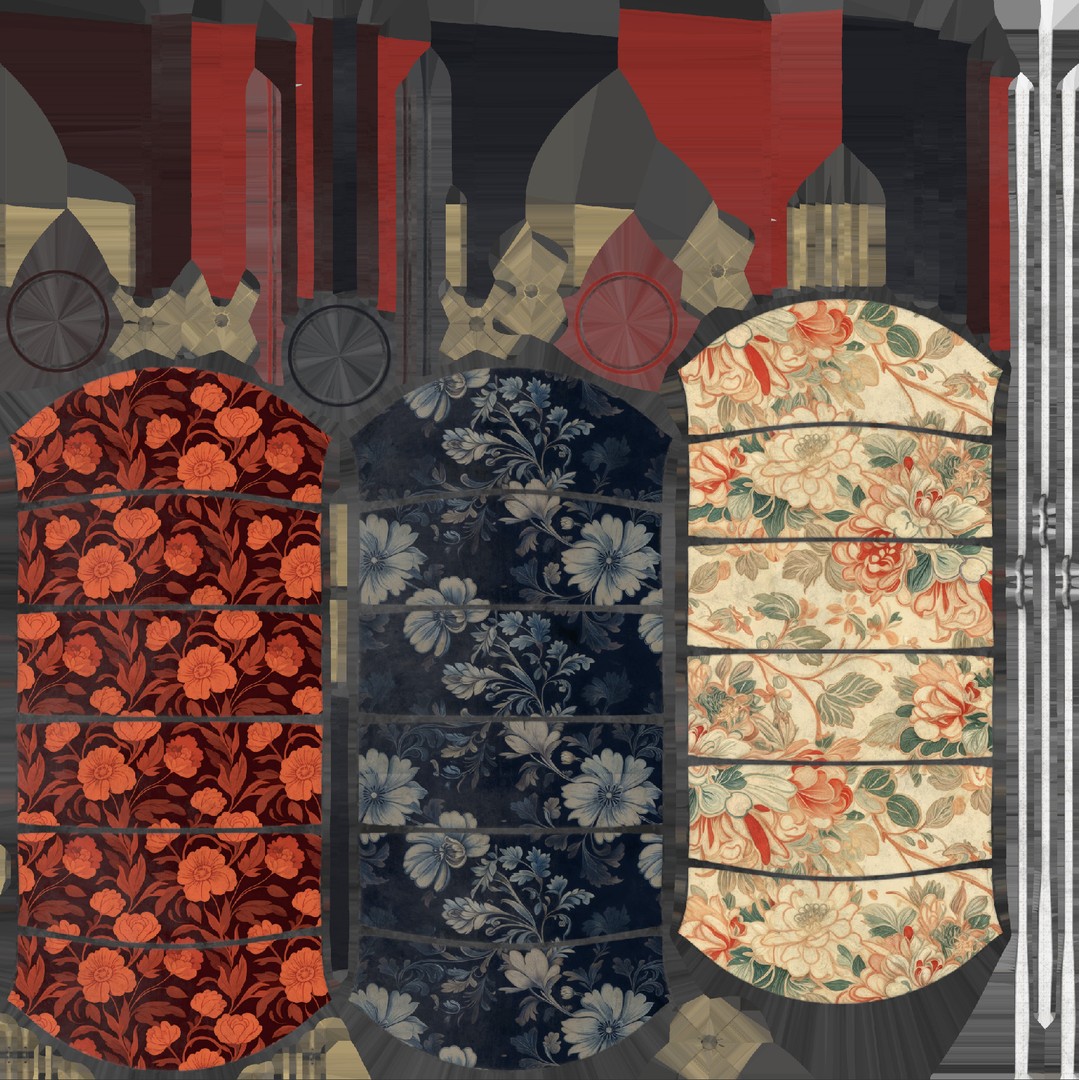 Paper Lantern Set 3D Model – Low Poly Hanging Lights, PBR Textures