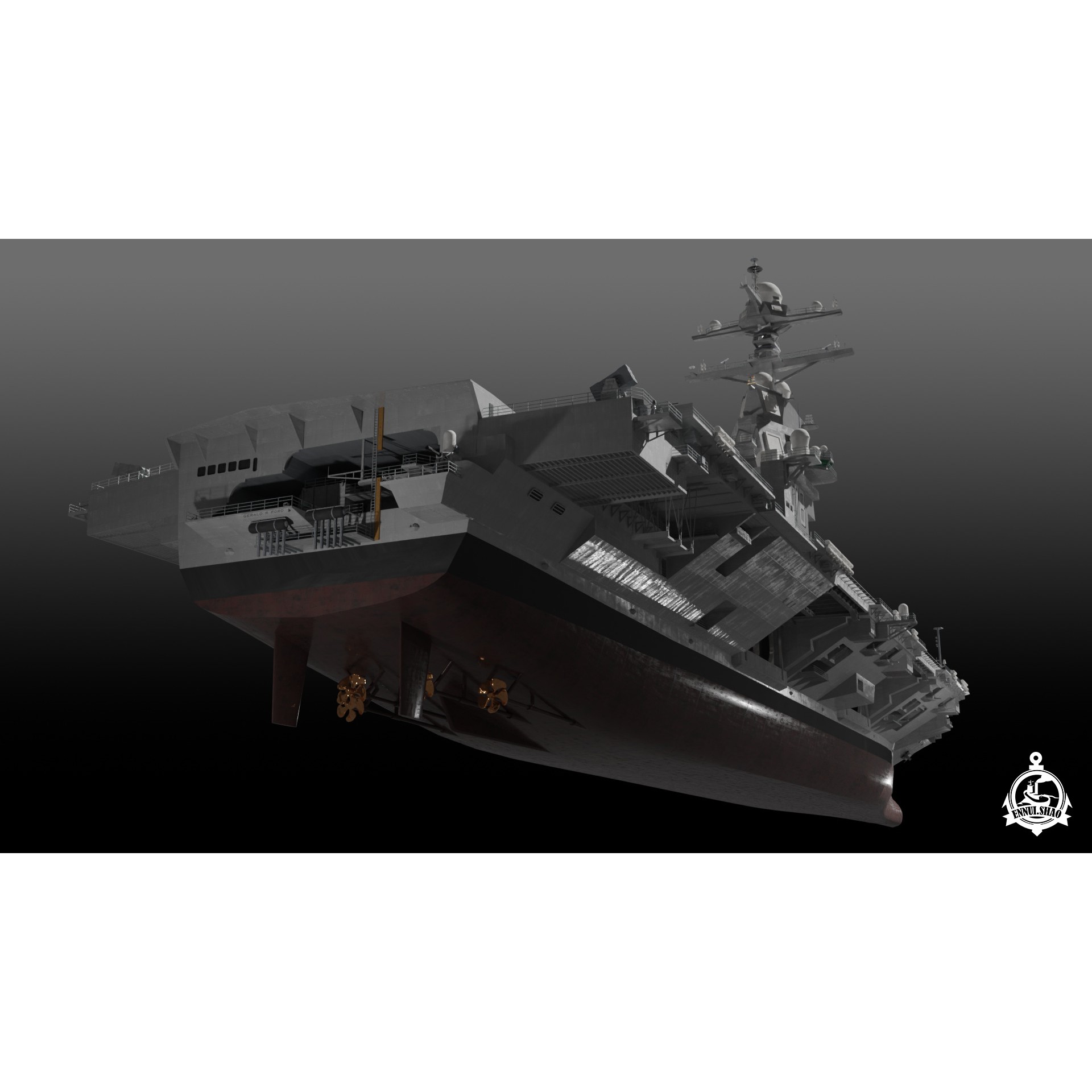USS Gerald R Ford CVN-78 - Game-Ready 3D Model - View 12