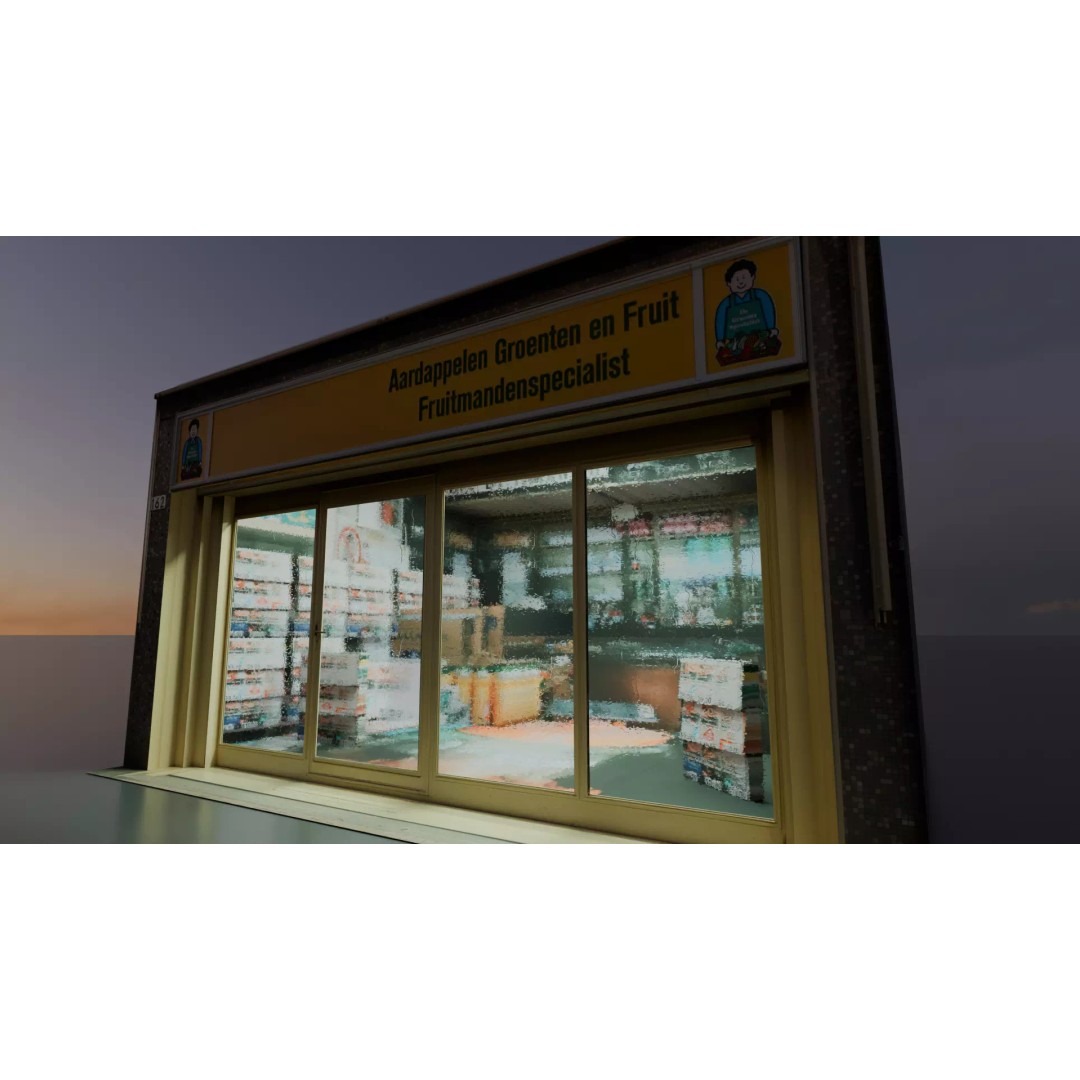 Modular Storefront 3D Model – Low Poly City Shops for Games - View 11