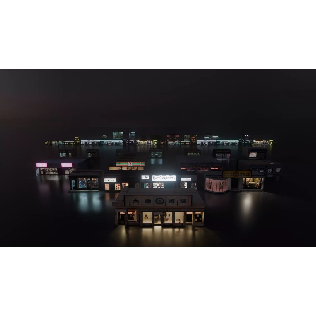 Modular Storefront 3D Model – Low Poly City Shops for Games - View 2