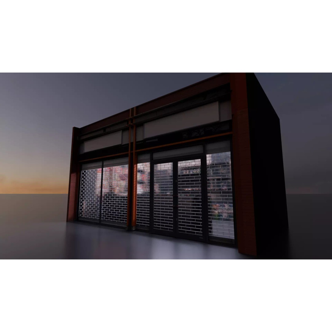 Modular Storefront 3D Model – Low Poly City Shops for Games - View 7