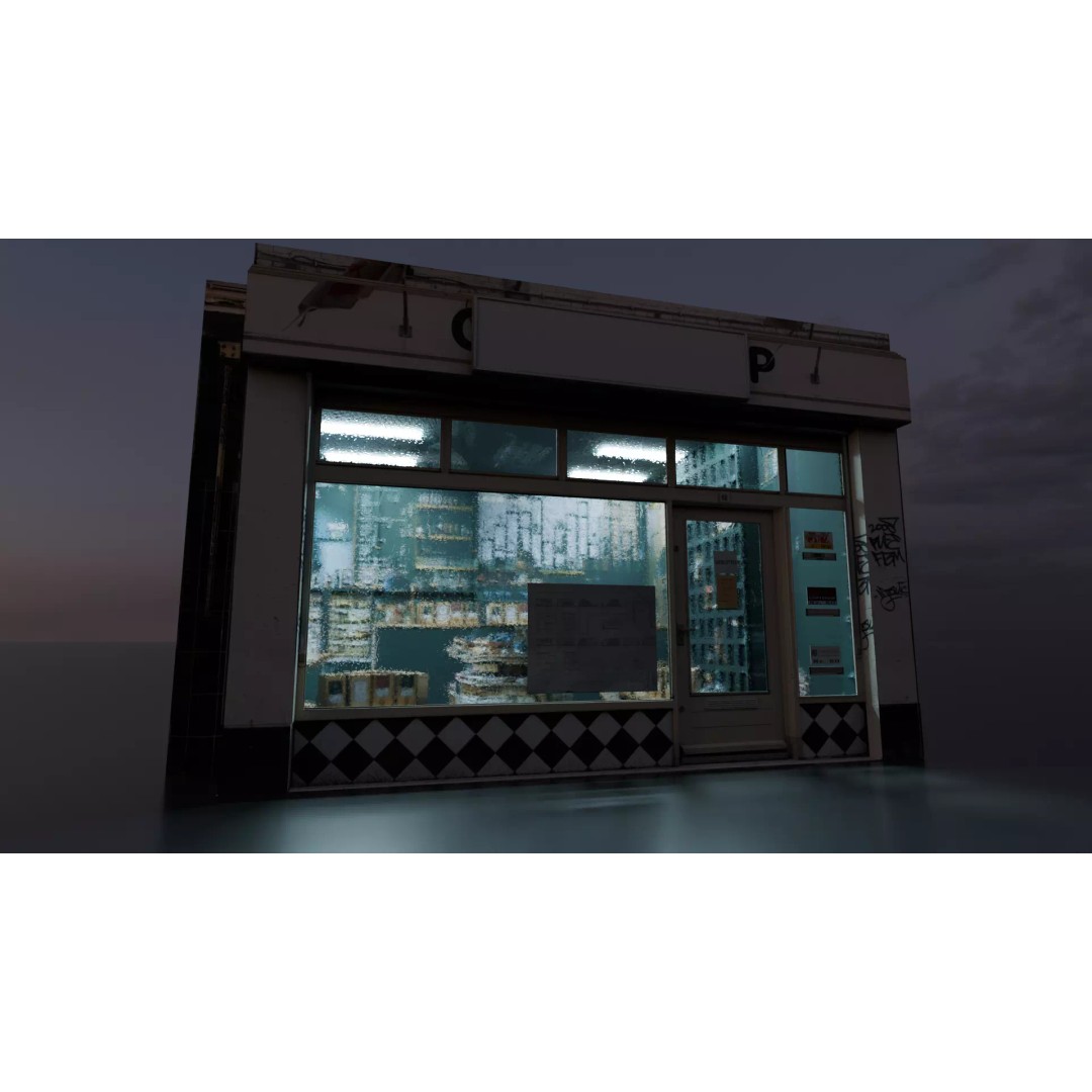Modular Storefront 3D Model – Low Poly City Shops for Games - View 8