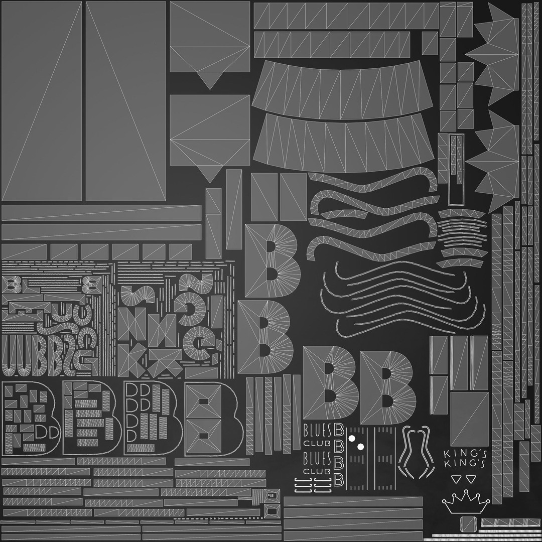 Neon Sign 3D Model – Low Poly Club Signage with PBR Textures