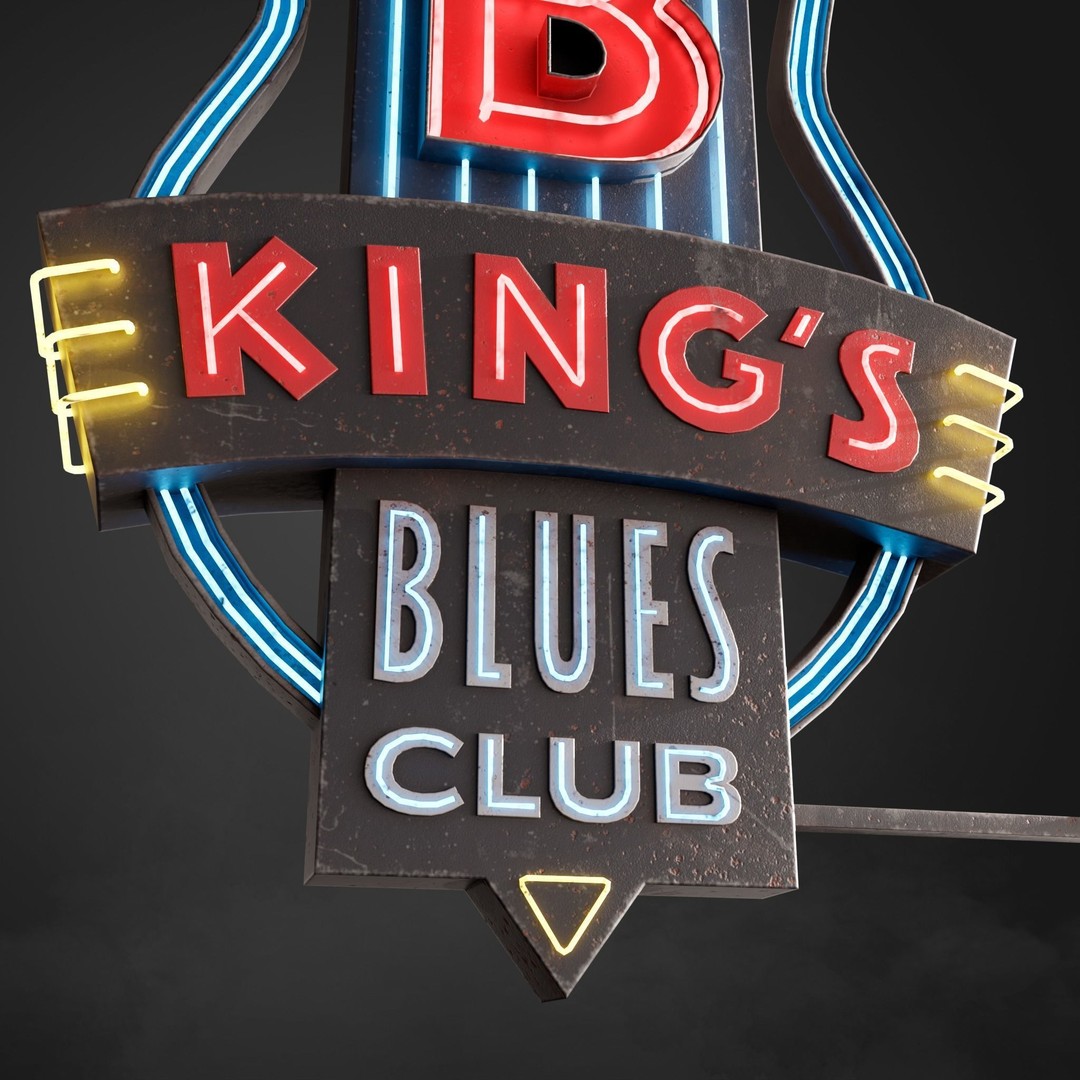 Neon Sign 3D Model – Low Poly Club Signage with PBR Textures - View 10