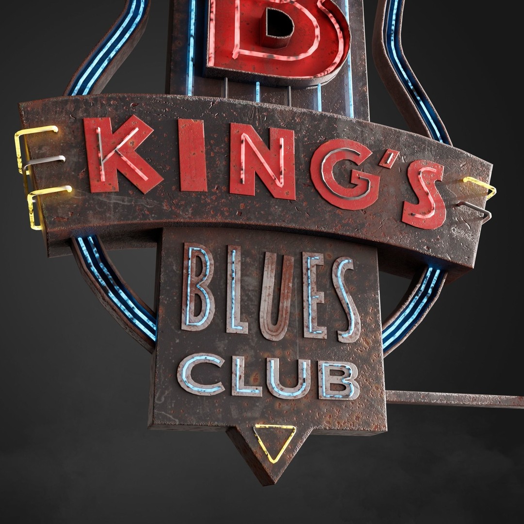 Neon Sign 3D Model – Low Poly Club Signage with PBR Textures - View 11