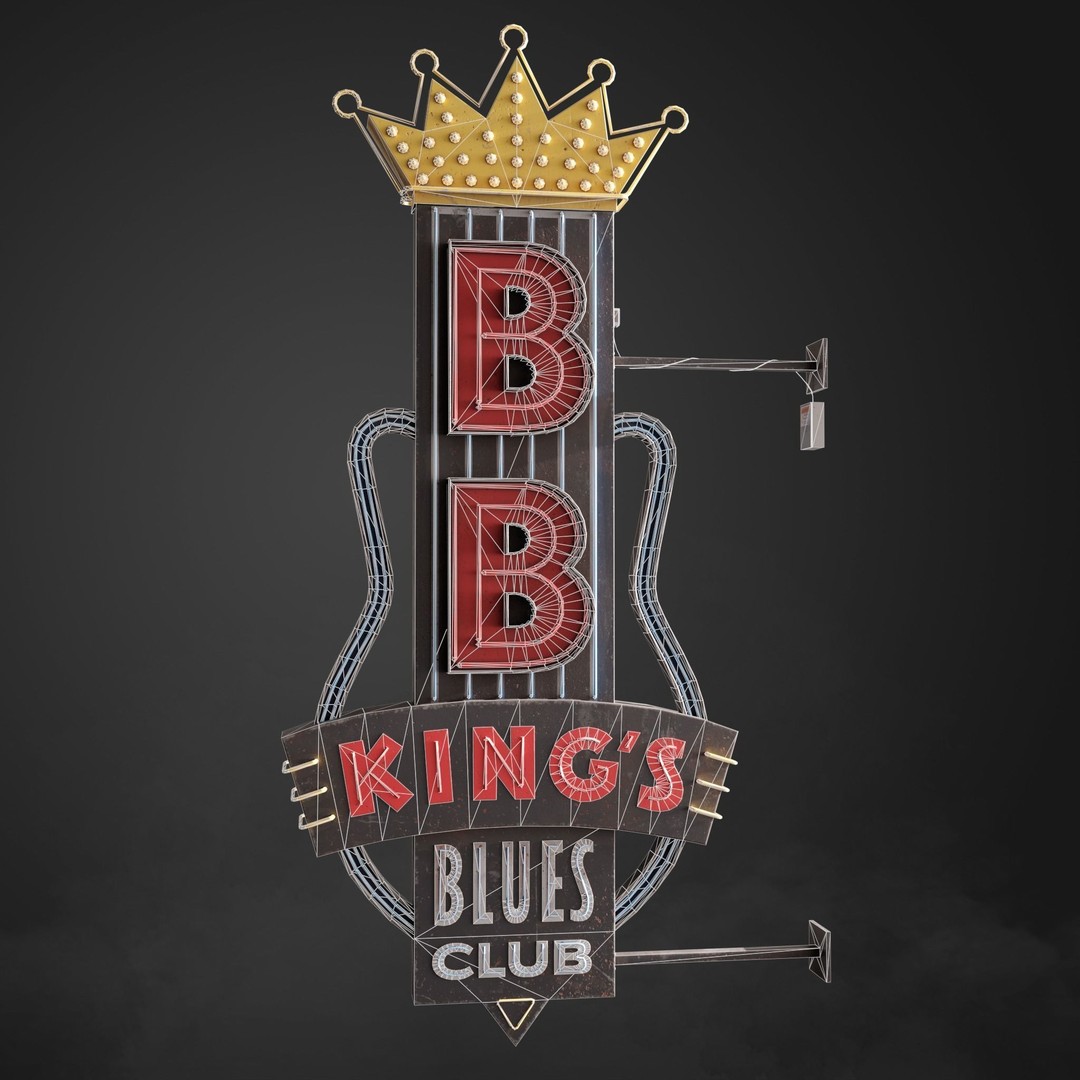 Neon Sign 3D Model – Low Poly Club Signage with PBR Textures - View 12