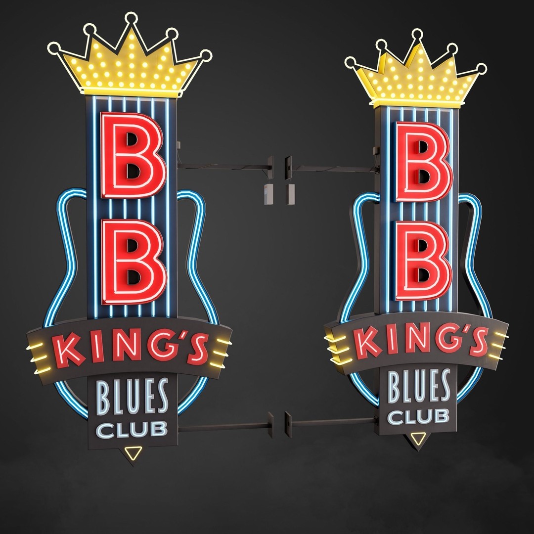 Neon Sign 3D Model – Low Poly Club Signage with PBR Textures - View 3