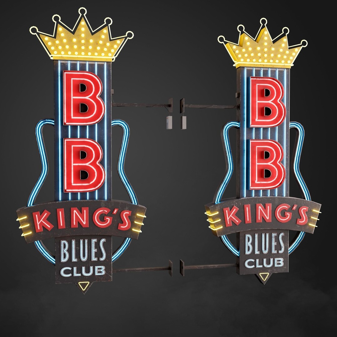 Neon Sign 3D Model – Low Poly Club Signage with PBR Textures - View 4