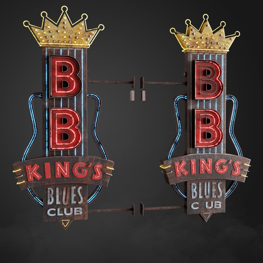 Neon Sign 3D Model – Low Poly Club Signage with PBR Textures - View 5