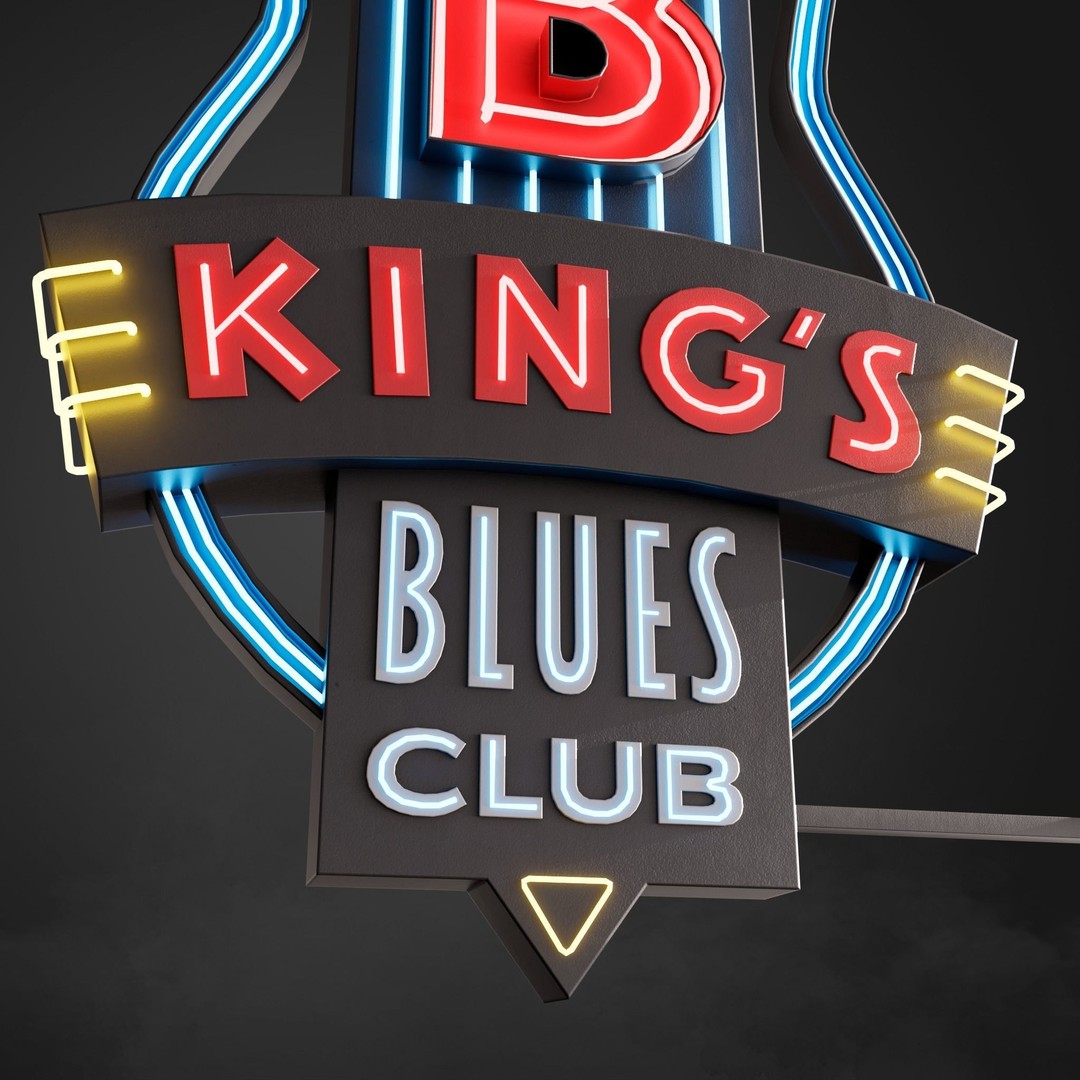 Neon Sign 3D Model – Low Poly Club Signage with PBR Textures - View 9