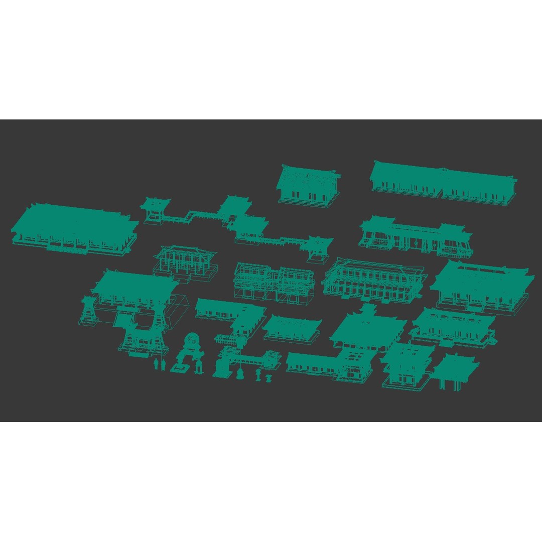 Ancient Chinese Architecture 3D Model – Traditional Building Structures, FBX & OBJ