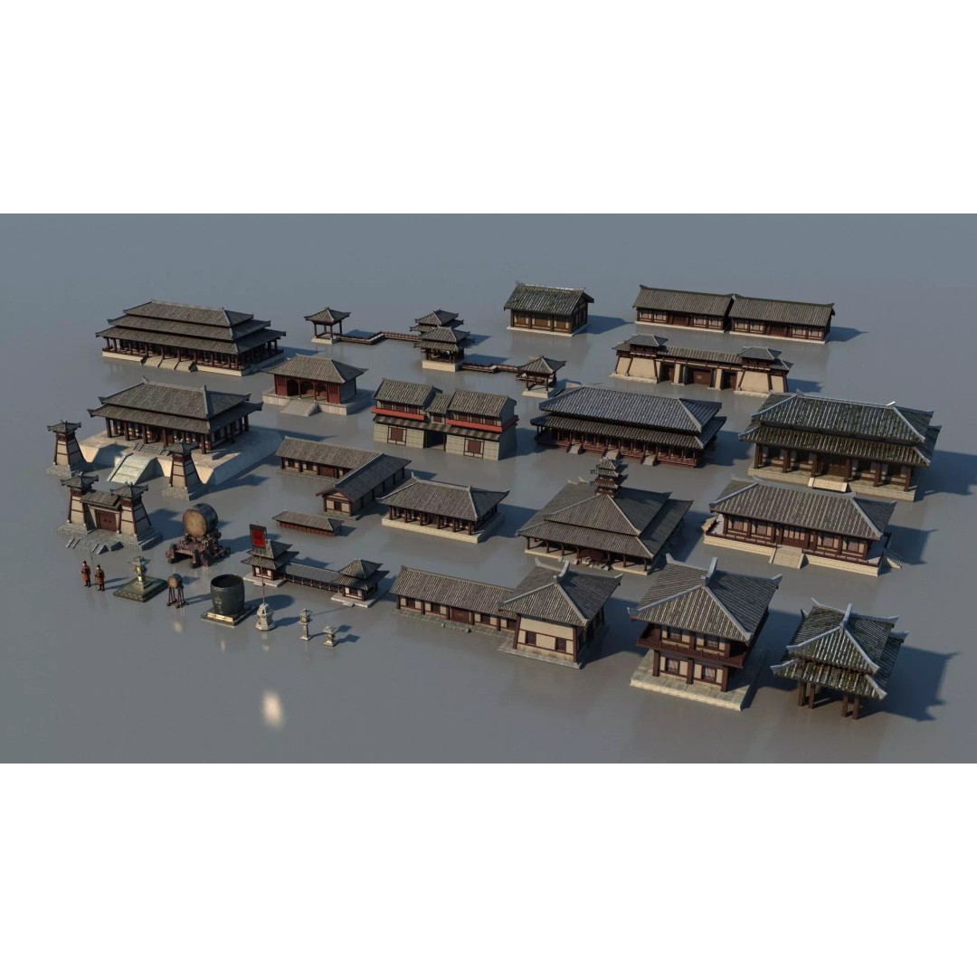 Ancient Chinese Architecture 3D Model – Traditional Building Structures, FBX & OBJ - View 2