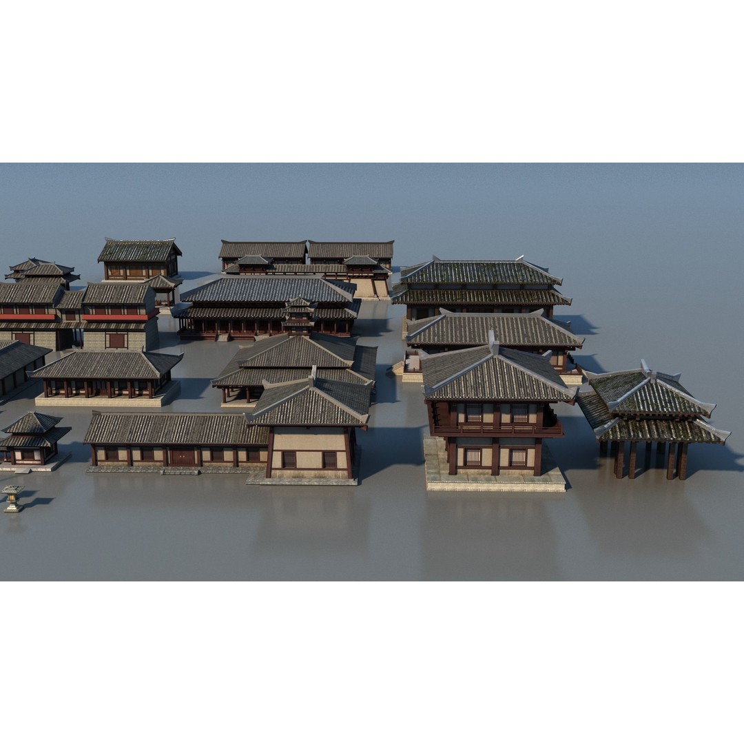 Ancient Chinese Architecture 3D Model – Traditional Building Structures, FBX & OBJ - View 3