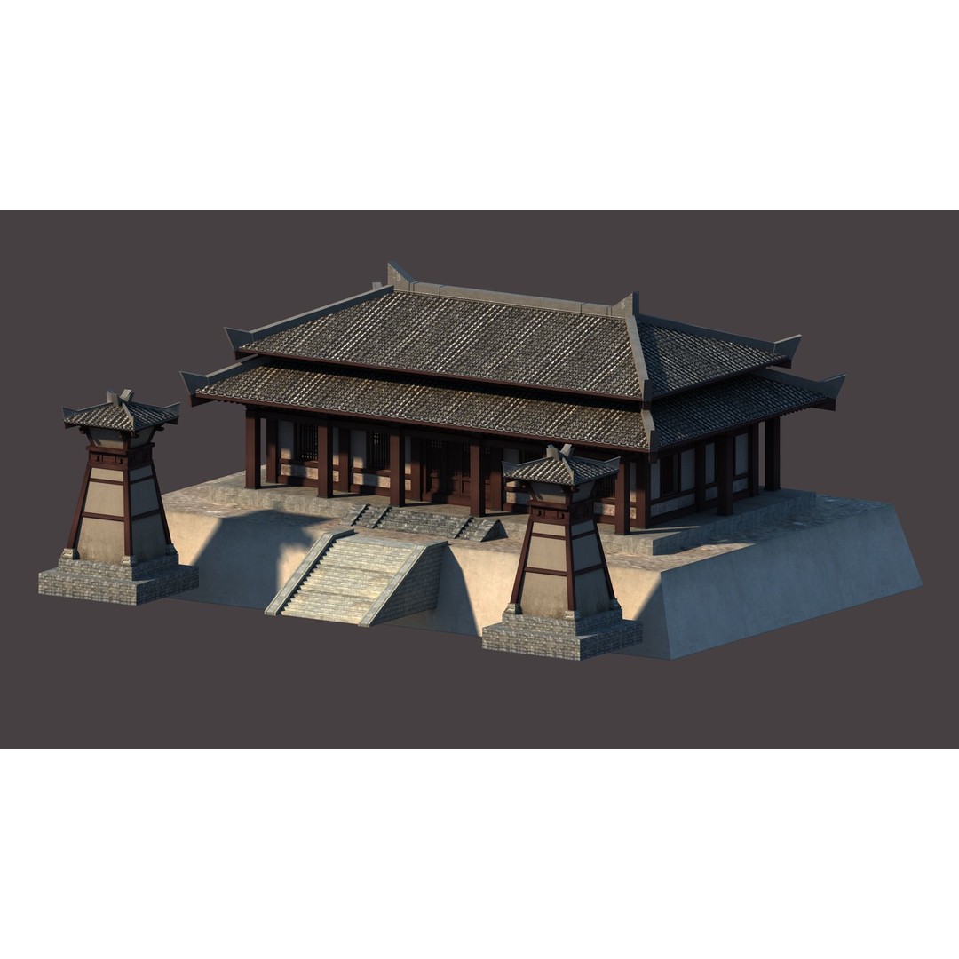 Ancient Chinese Architecture 3D Model – Traditional Building Structures, FBX & OBJ - View 4