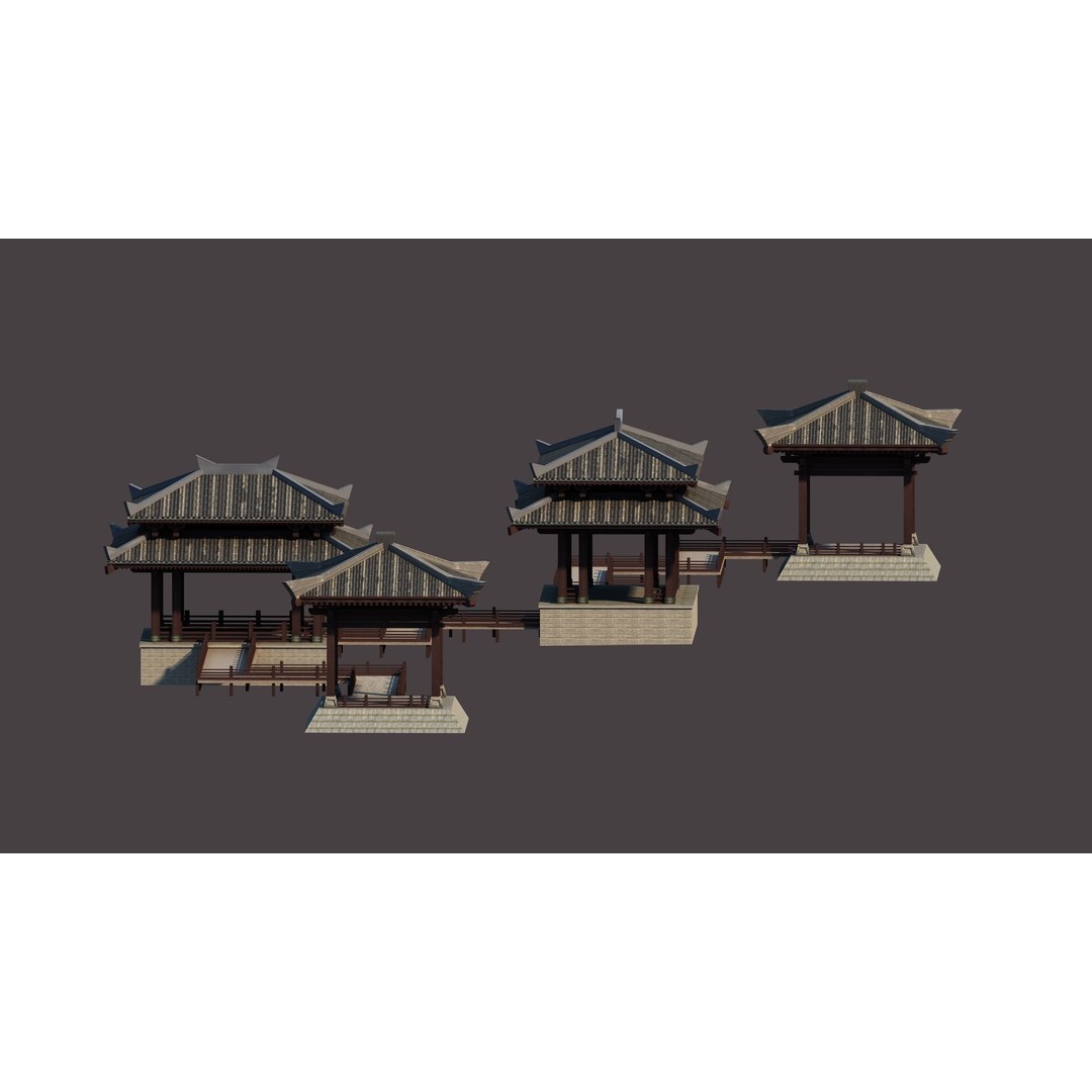 Ancient Chinese Architecture 3D Model – Traditional Building Structures, FBX & OBJ - View 9